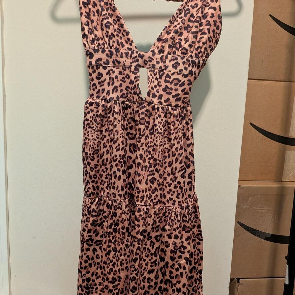 Leopard print polyester & elastane dress in a L